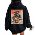 Raccoon Ramen Hoodie - Cozy Anime Style for Women | Oversized Fit Black