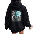 Raccoon Shirt 3 Racoons Howling At Moon Weird Cursed Women Oversized Hoodie Back Print Black