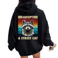 Raccoon Vintage Retro Hoodie - Unisex Oversized Back Print Black