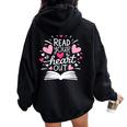 Read Your Heart Out Cute For Teacher Love Reading Book Women Oversized Hoodie Back Print Black