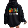 Reading Freadom Freedom Book Lover Bookworm Men Women Kids Women Oversized Hoodie Back Print Black
