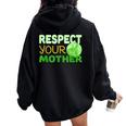 Respect Your Mother Earth Day Women Oversized Hoodie Back Print Black