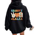 Retro Groovy Lala Grandma Hippie Family Matching Women Oversized Hoodie Back Print Black