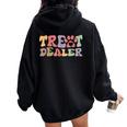 Retro Groovy Treat Dealer Dogs Owner Treats Pet Dog Lover Women Oversized Hoodie Back Print Black