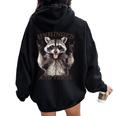 Retro Raccoon Feral Oversized Women's Hoodie | Summer Style Black