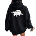 Retro Raccoon Oversized Hoodie - Vintage Moon Design for Women Black