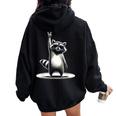 Retro Raccoon Rock Music Unisex Oversized Hoodie – Back Print Style Black