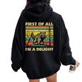 Retro Raccoon Women's Oversized Hoodie – Back Print – Fun & Bold Black