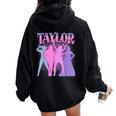 Retro Taylor First Name Personalized Birthday Girl Party Women Oversized Hoodie Back Print Black