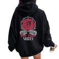 Rock Queenibes Guitarraintage Rose Rock Music Women Oversized Hoodie Back Print Black