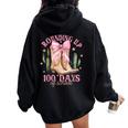 Rounding Up 100 Days Of School Pink Coquette Bow Teacher Women Oversized Hoodie Back Print Black