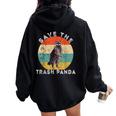 Save the Trash Panda Raccoon Hoodie - Retro Sunset Hoodie for Women Black
