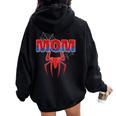 Spider Mom Family Birthday Boy Retro Mother's Day Women Oversized Hoodie Back Print Black