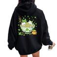 St Patrick's Day Irish Ramen Cats Cute Anime Girls Women Oversized Hoodie Back Print Black