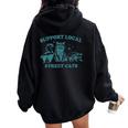 Support Local Street Cats Hoodie - Vintage Wildlife Design for Women Black