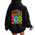 My Teacher Survived 100 Days Of Me Dab 100Th Days Of School Women Oversized Hoodie Back Print Black