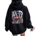 Three Racoon Moon 3 Racoon Moon Cursed Meme Women Oversized Hoodie Back Print Black
