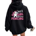 Traje De Esgrima Para Just A Girl Who Loves Fencing Women Oversized Hoodie Back Print Black