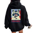Trash Panda Raccoon Lover Poster Animal Women Oversized Hoodie Back Print Black