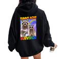 Tummy Ache Survivor Women's Raccoon Oversized Hoodie | Playful Back Print Black