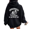 Undiagnosed But Something Ain't Right Cowboy Raccoon Women Oversized Hoodie Back Print Black