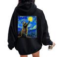 Van Gogh Raccoon Hoodie - Starry Night Design for Women Black