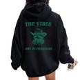 The Vibes Are In Shambles Sarcastic Raccoon Cowboy Women Oversized Hoodie Back Print Black