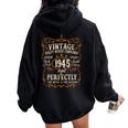 Vintage 1945 80Th Birthday 80 Year Old For Women Women Oversized Hoodie Back Print Black