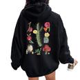 Vintage Botanicalintage Cactusintage Flower Botany Women Oversized Hoodie Back Print Black