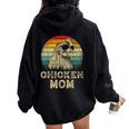Vintage Chicken Mom Chicken Lovers Mommy Mother's Day Women Oversized Hoodie Back Print Black