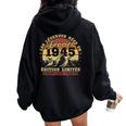 Vintage Febrero 1945 Retro Cumpleaños 80 Años Hombres Es Women Oversized Hoodie Back Print Black