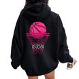 Vintage Pink Basketball Desgin For Girl Women Oversized Hoodie Back Print Black