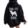 Vintage Shar-Pei Mama Sharpei Mom Dog Owner Mother Women Oversized Hoodie Back Print Black