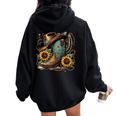 Western Cowboy Boot Horseshoe Sunflower Rope Cowgirl Boot Women Oversized Hoodie Back Print Black