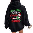 Will Trade Kids For Candy Canes Dad Mom Christmas Xmas Women Oversized Hoodie Back Print Black