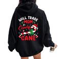 Will Trade Mom For Candy Cane Boys Girls Kids Christmas Women Oversized Hoodie Back Print Black
