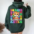 100Th Day Of School You Must Be Kitten Cat Lover Groovy Women Oversized Hoodie Back Print Forest