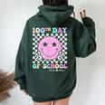 100Th Day Of School Vibes Cute Groovy 100 Days Of School Kid Women Oversized Hoodie Back Print Forest