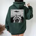 Alien UFO Raccoon Stuffed Animal For Men Women Kids Women Oversized Hoodie Back Print Forest