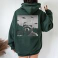 Alien UFO Raccoon Women Oversized Hoodie Back Print Forest