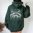 Baby Raccoon Women's Oversized Hoodie | Cute Back Print Forest