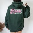 Checkered Mama Pink Checker Print Women Oversized Hoodie Back Print Forest