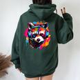 Colorful Raccoon Hoodie | Retro Oversized Women's Style - Back Print Forest