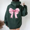 Coquette Pink Bow For Girls Cute Pink Coquette Bow Women Oversized Hoodie Back Print Forest