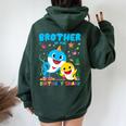 Brother Of The Birthday Family Shark Birthday Boy Girl Women Oversized Hoodie Back Print Forest