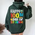 Happy 100Th Day Of 1St Grade Teacher 100 Days Of Fisrt Grade Women Oversized Hoodie Back Print Forest