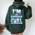 I'm The Birthday Girl Winter Snowflake Matching Family Women Oversized Hoodie Back Print Forest