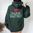 J'aimeraiment Les Bitcoins Et Les Dollars D'accord Trading Amusant Sweat à capuche oversize pour femme avec imprimé dans le dos Forest