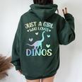 Just A Girl Who Loves Dinos La Chica De Los Dinosaurios Women Oversized Hoodie Back Print Forest