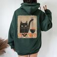 Kawaii Cat Eating Sushi Japanese Anime Cute Sushi Cat Girls Women Oversized Hoodie Back Print Forest